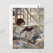 ヴィンテージの読書少女 ポストカード (正面/裏面)