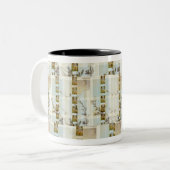 ヴィンテージの調子のヒマワリのケシのストライプなマグ ツートーンマグカップ (正面左)