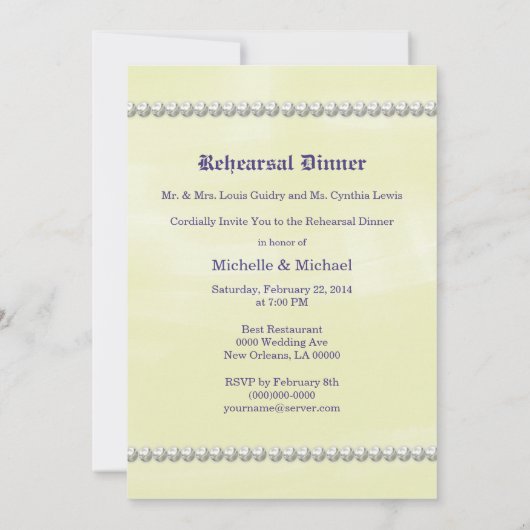 ヴィンテージの謝肉祭の刺激を受けたなリハーサルの夕食 招待状 (裏面)