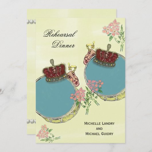 ヴィンテージの謝肉祭の刺激を受けたなリハーサルの夕食 招待状 (正面/裏面)