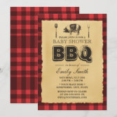 ヴィンテージの豚のロースト ベビーシャワー BBQ 招待状 (正面/裏面)