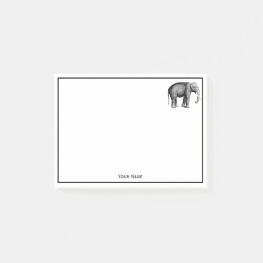 ヴィンテージの象のイラスト ポストイット (正面)