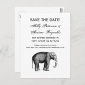 ヴィンテージの象の絵 案内ポストカード (正面/裏面)