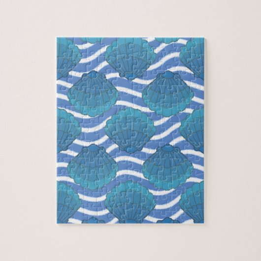 ヴィンテージの貝殻と波パターン ジグソーパズル (縦)