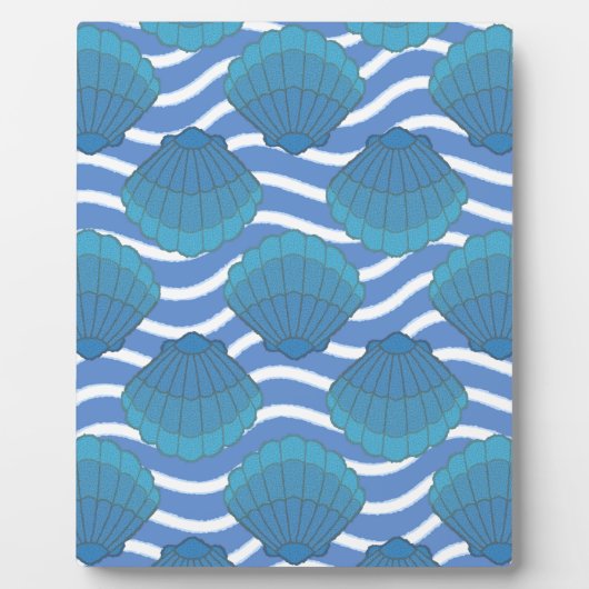 ヴィンテージの貝殻と波パターン フォトプラーク (正面)