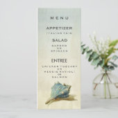 ヴィンテージの貝殻の結婚式メニューカード メニュー (スタンド正面)