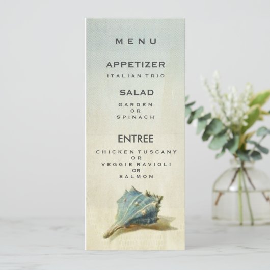 ヴィンテージの貝殻の結婚式メニューカード メニュー (スタンド正面)