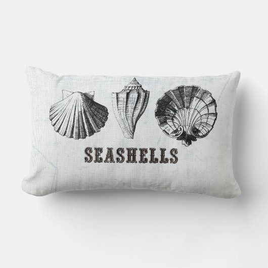 ヴィンテージの貝殻 ランバークッション (正面)