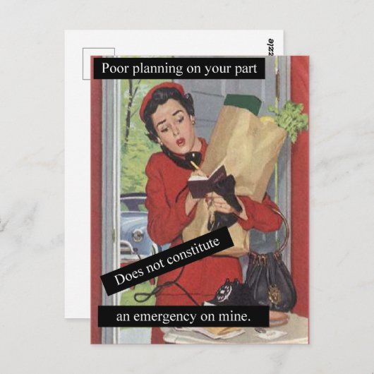 ヴィンテージの貧忙ししい計画女性 ポストカード (正面/裏面)