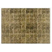 ヴィンテージの質のマヤおよびアズテック派のグリフの金ゴールド カッティングボード (正面)