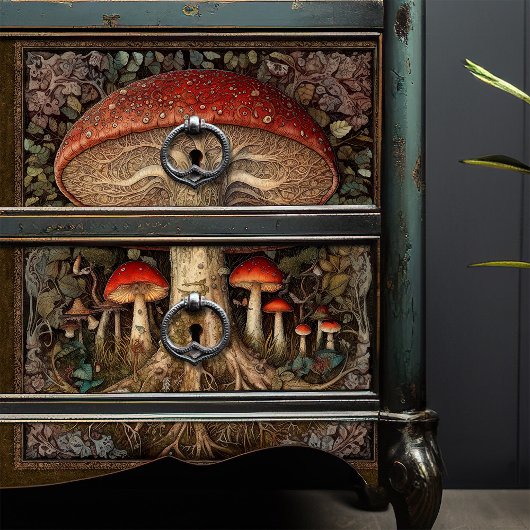 ヴィンテージの赤いキノコの切り離しフォークアート 薄葉紙