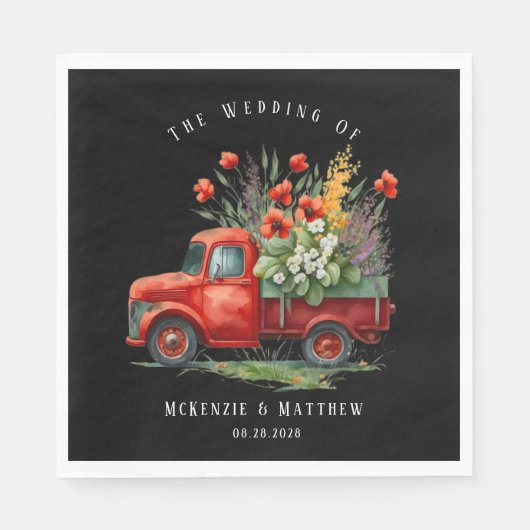 ヴィンテージの赤いケシ結婚の車 スタンダードランチョンナプキン (正面)