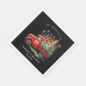 ヴィンテージの赤いケシ結婚の車 スタンダードランチョンナプキン (角)