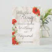 ヴィンテージの赤いケシ結婚ピー 招待状 (スタンド正面)