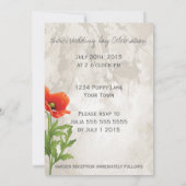 ヴィンテージの赤いケシ結婚ピー 招待状 (裏面)