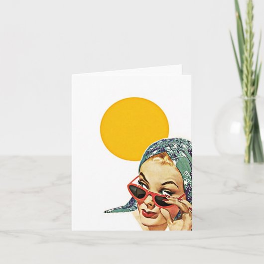 ヴィンテージの赤いサングラスの日光のブランクのメッセージカード カード (正面)