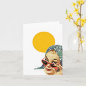 ヴィンテージの赤いサングラスの日光のブランクのメッセージカード カード (黄色い花)