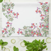 ヴィンテージの赤いスイートピーによっては台所タオルが開花します キッチンタオル (折り畳み)