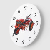 ヴィンテージの赤いトラクターエンジン ラージ壁時計 (傾斜)