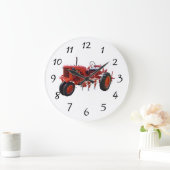 ヴィンテージの赤いトラクターエンジン ラージ壁時計 (ホーム)