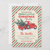 ヴィンテージの赤いトラックのクリスマスのパーティの招待状 招待状 (正面)