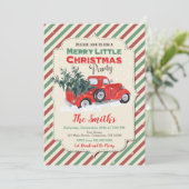 ヴィンテージの赤いトラックのクリスマスのパーティの招待状 招待状 (スタンド正面)