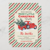 ヴィンテージの赤いトラックのクリスマスのパーティの招待状 招待状 (正面/裏面)