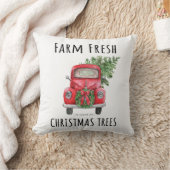 ヴィンテージの赤いトラックのクリスマスツリーのかわいい農家 クッション (ブランケット)