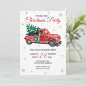 ヴィンテージの赤いトラックのヒイラギのすてきなクリスマス・パーティ 招待状 (スタンド正面)