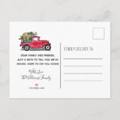 ヴィンテージの赤いトラックの新しい家移動 案内ポストカード (裏面)