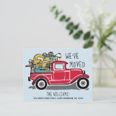 ヴィンテージの赤いトラックの新しい家移動 案内ポストカード (スタンド正面)