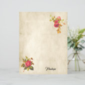 ヴィンテージの赤いバラと名前の文房具 (スタンド正面)