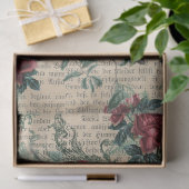 ヴィンテージの赤いバラと鳥の切り離し 薄葉紙 (ギフト)