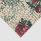 ヴィンテージの赤いバラと鳥の切り離し 薄葉紙 (詳細)