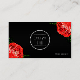 ヴィンテージの赤いバラのデザインの名刺 名刺