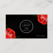 ヴィンテージの赤いバラのデザインの名刺 名刺 (正面)