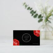 ヴィンテージの赤いバラのデザインの名刺 名刺 (スタンド正面)