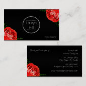 ヴィンテージの赤いバラのデザインの名刺 名刺 (正面/裏面)
