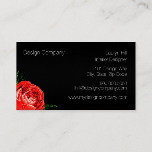 ヴィンテージの赤いバラのデザインの名刺 名刺 (裏面)