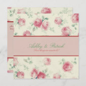 ヴィンテージの赤いバラの質の結婚式招待状 招待状 (正面/裏面)