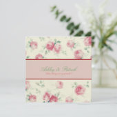 ヴィンテージの赤いバラの質の結婚式招待状 招待状 (スタンド正面)