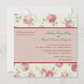 ヴィンテージの赤いバラの質の結婚式招待状 招待状 (裏面)