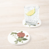 ヴィンテージの赤いバラの飲み物のコースター コースター (側面)