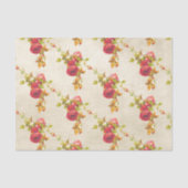 ヴィンテージの赤いバラを古い羊皮紙のクラフトにパターン 薄葉紙 (正面)