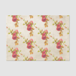 ヴィンテージの赤いバラを古い羊皮紙のクラフトにパターン 薄葉紙