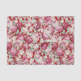 ヴィンテージの赤いバラビクトリアン,フローラ，ロマンガーリーティック， 薄葉紙