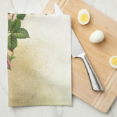 ヴィンテージの赤いバラ キッチンタオル (四つ折り)