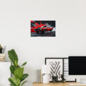 ヴィンテージの赤いマッスルカー ポスター (ホームオフィス)