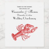ヴィンテージの赤いロブスター#1のスケッチ ワインラベル (シングルラベル)