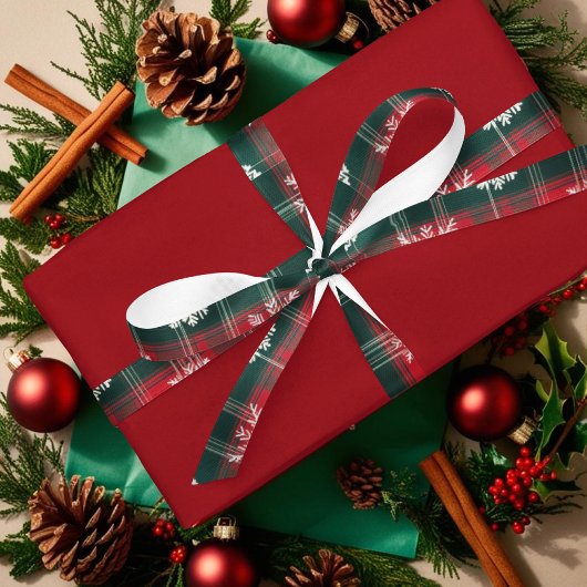 ヴィンテージの赤い冬のクリスマススノーフレーク サテンリボン